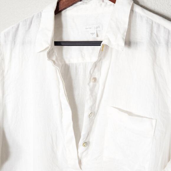 J Jill Women’s Linen Blend Shirt Coastal Slow Fashion Minimalist White Size L - Picture 3 of 8